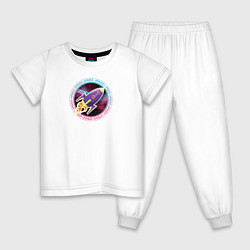 Пижама хлопковая детская SPACE ROCKET, цвет: белый