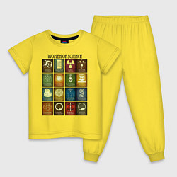 Пижама хлопковая детская Women of science, цвет: желтый
