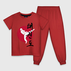 Пижама хлопковая детская Тхэквондо, цвет: красный