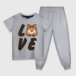 Пижама хлопковая детская Love Corgi, цвет: меланж