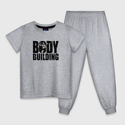 Пижама хлопковая детская Бодибилдинг, цвет: меланж
