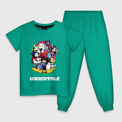 Пижама хлопковая детская UNDERTALE, цвет: зеленый