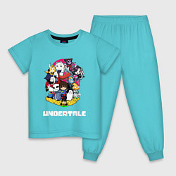 Пижама хлопковая детская UNDERTALE, цвет: бирюзовый