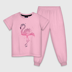 Пижама хлопковая детская Flamingo, цвет: светло-розовый