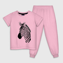 Пижама хлопковая детская Зебра, цвет: светло-розовый