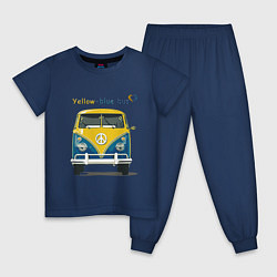 Пижама хлопковая детская Я люблю вас Yellow-blue bus, цвет: тёмно-синий