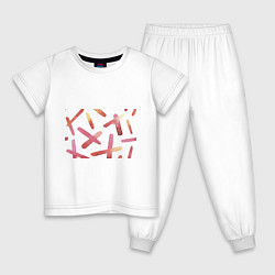 Пижама хлопковая детская Абстрактные краски, цвет: белый