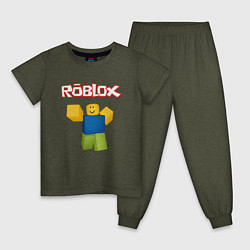 Пижама хлопковая детская ROBLOX, цвет: меланж-хаки