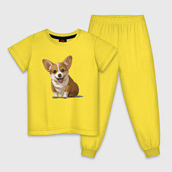 Пижама хлопковая детская КОРГИ, цвет: желтый