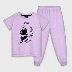 Пижама хлопковая детская Цой Перемен Black, цвет: лаванда