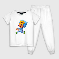 Пижама хлопковая детская BRAWL STARS SANDY, цвет: белый