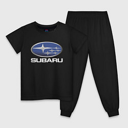 Пижама хлопковая детская SUBARU, цвет: черный