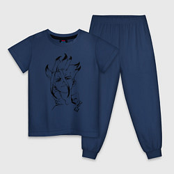 Пижама хлопковая детская Доктор Стоун, цвет: тёмно-синий