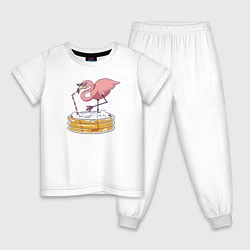 Пижама хлопковая детская Фламинго, цвет: белый