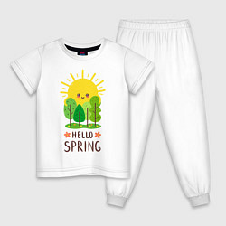 Пижама хлопковая детская Hello Spring, цвет: белый