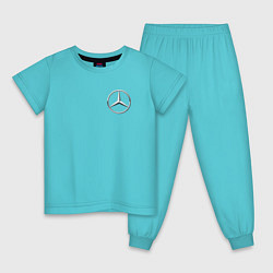Пижама хлопковая детская MERCEDES-BENZ, цвет: бирюзовый