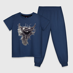 Пижама хлопковая детская Грозовой, кошак веселый, цвет: тёмно-синий