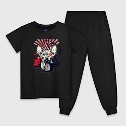 Пижама хлопковая детская Грозовой, кошак сфинкс, цвет: черный
