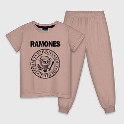 Пижама хлопковая детская RAMONES, цвет: пыльно-розовый