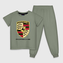 Пижама хлопковая детская PORSCHE, цвет: авокадо