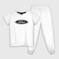 Пижама хлопковая детская Ford, цвет: белый