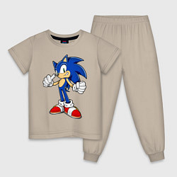 Пижама хлопковая детская Sonic, цвет: миндальный