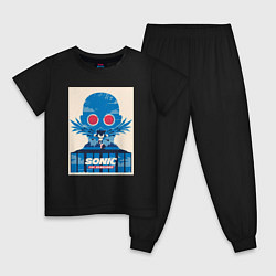 Пижама хлопковая детская Sonic, цвет: черный