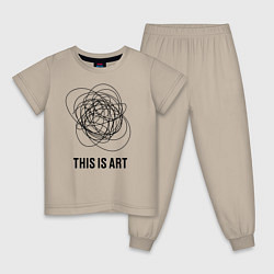 Пижама хлопковая детская This is art, цвет: миндальный