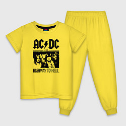 Пижама хлопковая детская ACDC highway to hell, цвет: желтый