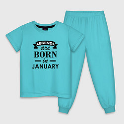 Пижама хлопковая детская Legends are born in january, цвет: бирюзовый