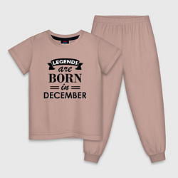 Пижама хлопковая детская Legends are born in december, цвет: пыльно-розовый