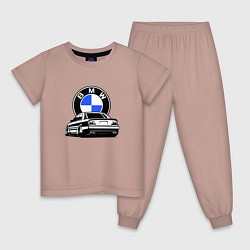 Пижама хлопковая детская BMW JDM, цвет: пыльно-розовый