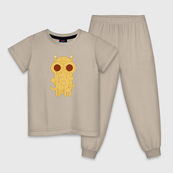 Пижама хлопковая детская The flying spaghetti monster, цвет: миндальный