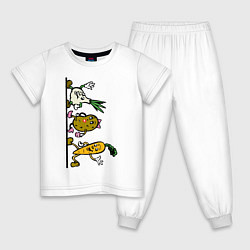 Пижама хлопковая детская Овощи, цвет: белый