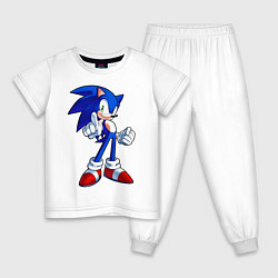 Пижама хлопковая детская SONIC, цвет: белый