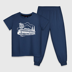 Пижама хлопковая детская POPS, цвет: тёмно-синий