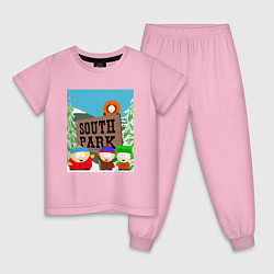 Пижама хлопковая детская ЮЖНЫЙ ПАРК, цвет: светло-розовый