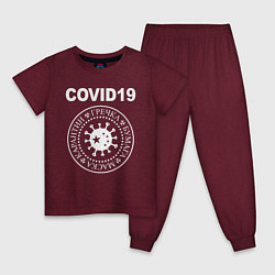 Пижама хлопковая детская COVID-19, цвет: меланж-бордовый
