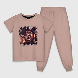 Пижама хлопковая детская Ice Cube, цвет: пыльно-розовый