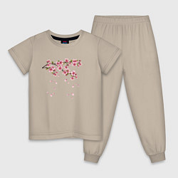Пижама хлопковая детская Весна 2020, цвет: миндальный