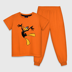 Пижама хлопковая детская Даффи Дак, цвет: оранжевый