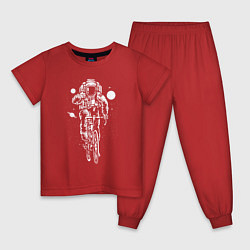 Пижама хлопковая детская Космонавт на велосипеде, цвет: красный