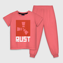 Пижама хлопковая детская RUST, цвет: коралловый
