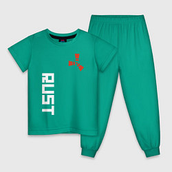 Пижама хлопковая детская RUST цвета зеленый — фото 1