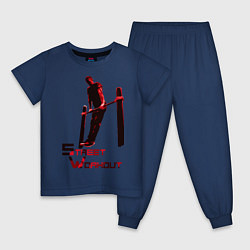 Пижама хлопковая детская Street Workout Выход Силой, цвет: тёмно-синий