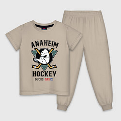 Пижама хлопковая детская ANAHEIM DUCKS, цвет: миндальный