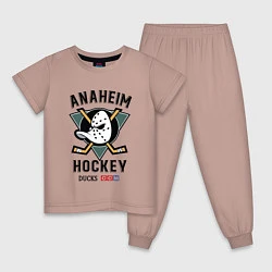 Пижама хлопковая детская ANAHEIM DUCKS, цвет: пыльно-розовый