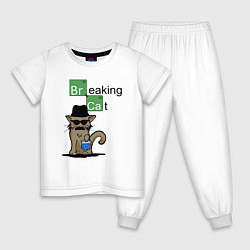 Пижама хлопковая детская Breaking Cat, цвет: белый