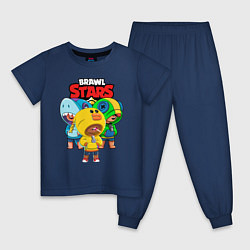 Пижама хлопковая детская BRAWL STARS LEON SKINS, цвет: тёмно-синий