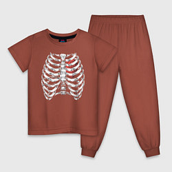 Пижама хлопковая детская Skeleton, цвет: кирпичный